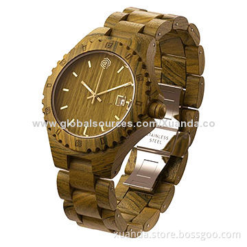 Bamboo Wooden Watches, Green Sandalwood, Case and Strap Natural Wood Beautiful